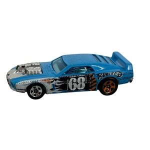 2010 Hot Wheels Rivited Blue 68 Racing Flame Diecast Car Demolition Derby Series